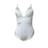 Saeta Paris Women's Neutrals / Gold / White Satin Silk & Jewelry Bodysuit - Ivory & Gold - Ayda In Gold/white