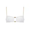 Saeta Paris Women's Neutrals / Gold / White Silk Wireless Bra - White & Gold - Yasmine In Gold/white