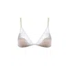 Saeta Paris Women's White / Brown / Neutrals Silk & Cotton Lace Bra - White & Sand - Grace In White/brown