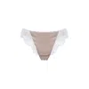 Saeta Paris Women's White / Brown / Neutrals Silk & Cotton Lace Brief - White & Sand - Grace In White/brown