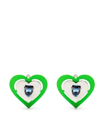 Saf Safu Neon Heart-shaped Earrings In Silber