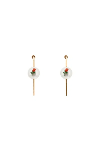 Saf Safu Women's 'pearl & Roses' Hoop Earrings In Gold