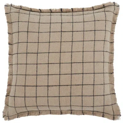 Safavieh 20x20 Linen Pillow In Natural/black In Natural,black