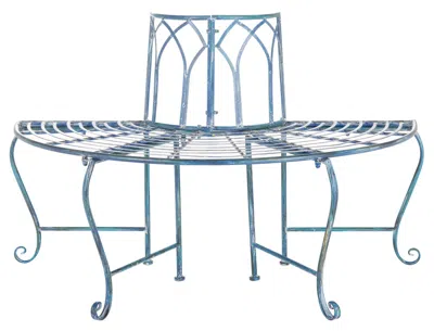 Safavieh Abia Wrought Iron 50-inch W Outdoor Tree Bench In Blue