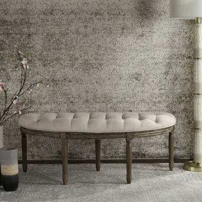Safavieh Abilene Tufted Rustic Semi Circle Bench In White