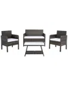 Safavieh Aboka Outdoor 4pc Living Set In Grey