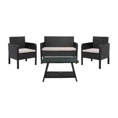 Safavieh Aboka Patio 4-pc. Conversation Set In Black