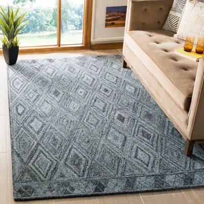 Safavieh Abstract Hand Made Area Rug, Blue / Black Bohemian Style Non-shedding In Gray