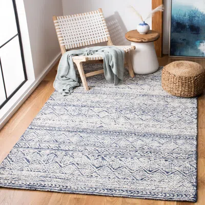 Safavieh Abstract Hand Made Area Rug, Blue / Ivory Bohemian Style Non-shedding In Gray