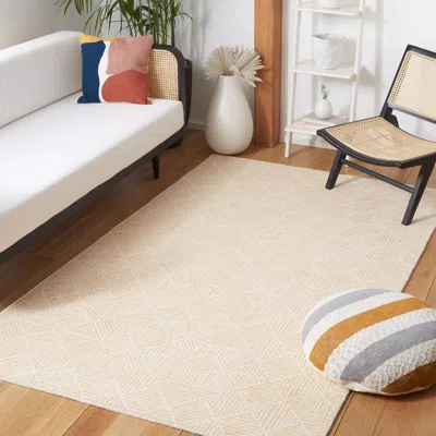 Safavieh Abstract Hand Made Area Rug, Gold / Ivory Contemporary Style Non-shedding