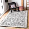 Safavieh Abstract Hand Made Area Rug, Ivory / Black Bohemian Style Non-shedding In Gray