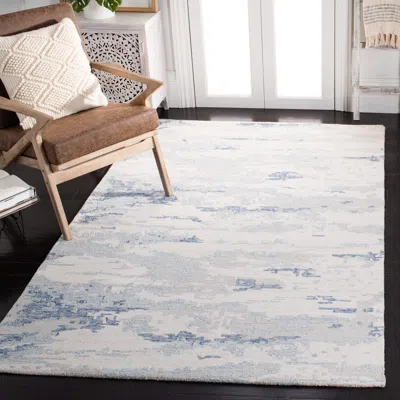 Safavieh Abstract Hand Made Area Rug, Ivory / Blue Contemporary Style Non-shedding