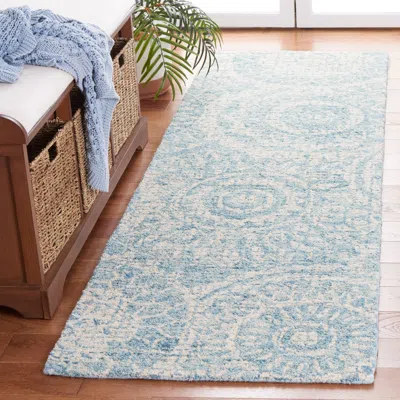 Safavieh Abstract Hand Made Area Rug, Ivory / Blue Transitional Style Non-shedding