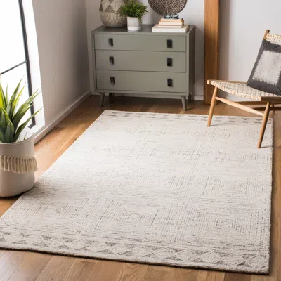 Safavieh Abstract Hand Made Area Rug, Ivory / Grey Transitional Style Non-shedding In Neutral