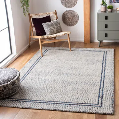 Safavieh Abstract Hand Made Area Rug, Ivory / Navy Contemporary Style Non-shedding