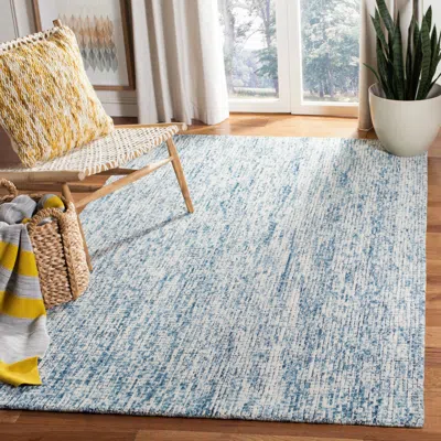 Safavieh Abstract Hand Made Area Rug, Ivory / Navy Contemporary Style Non-shedding