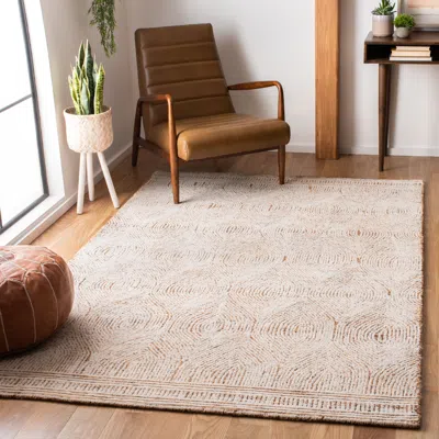 Safavieh Abstract Hand Made Area Rug, Ivory / Rust Contemporary Style Non-shedding In Neutral