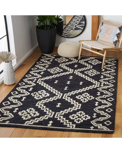 Safavieh Abstract Midnight Aztec Hand-tufted Wool Rug In Black