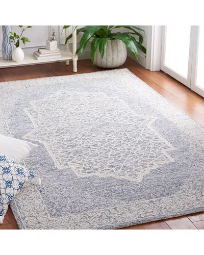 Safavieh Abstract Tidewashed Hand-tufted Wool Rug With Cotton Cloth Backing In Blue