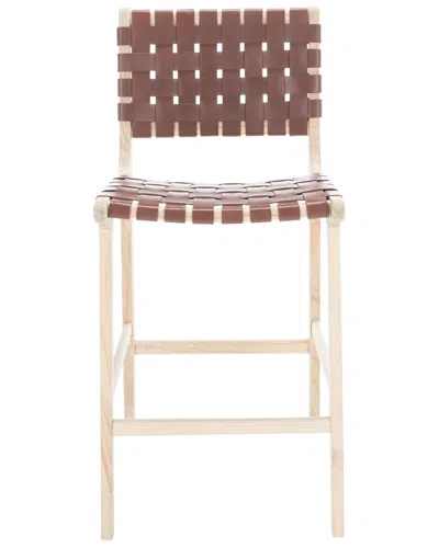 Safavieh Adah Leather Counter Stool In Brown