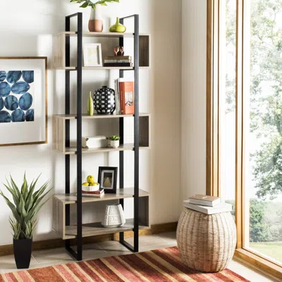 Safavieh Adhara Retro Mid Century Wood Etagere In Black