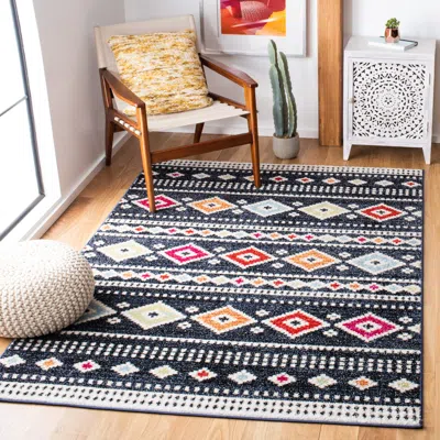 Safavieh Adirondack Machine Made Area Rug, Black / Ivory Bohemian Style Easy Care In Multi