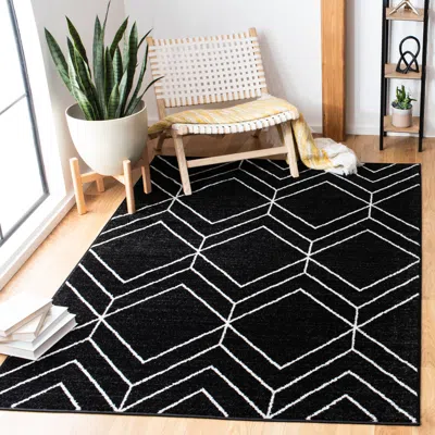 Safavieh Adirondack Machine Made Area Rug, Black / Ivory Contemporary Style Easy Care
