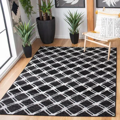 Safavieh Adirondack Machine Made Area Rug, Black / Light Grey Contemporary Style Easy Care