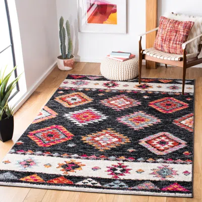 Safavieh Adirondack Machine Made Area Rug, Black / Red Bohemian Style Easy Care In Multi