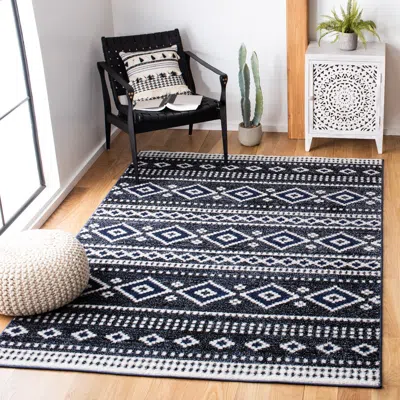 Safavieh Adirondack Machine Made Area Rug, Dark Grey / Ivory Bohemian Style Easy Care In Black
