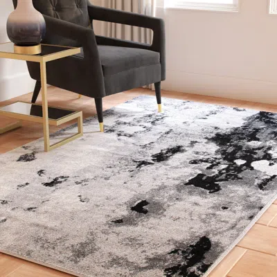 Safavieh Adirondack Machine Made Area Rug, Grey / Black Contemporary Style Easy Care In Gray