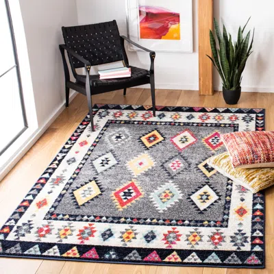 Safavieh Adirondack Machine Made Area Rug, Grey / Ivory Bohemian Style Easy Care In Multi
