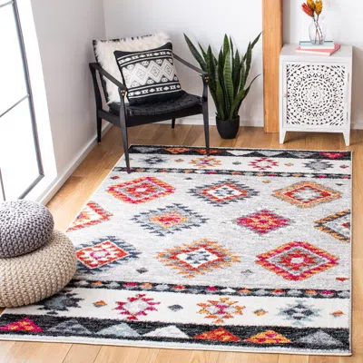 Safavieh Adirondack Machine Made Area Rug, Grey / Red Bohemian Style Easy Care In Multi