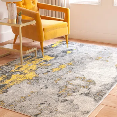 Safavieh Adirondack Machine Made Area Rug, Grey / Yellow Contemporary Style Easy Care