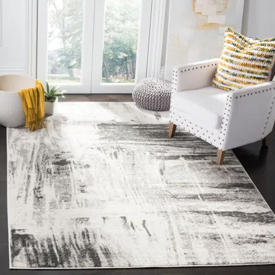 Safavieh Adirondack Machine Made Area Rug, Ivory / Grey Contemporary Style Easy Care In White