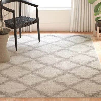Safavieh Adirondack Machine Made Area Rug, Ivory / Silver Contemporary Style Easy Care In Neutral