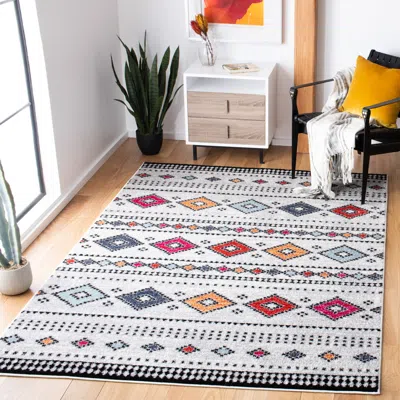 Safavieh Adirondack Machine Made Area Rug, Light Grey / Black Bohemian Style Easy Care In Multi