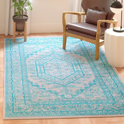 Safavieh Adirondack Machine Made Area Rug, Light Grey / Teal Traditional Style Easy Care In Blue