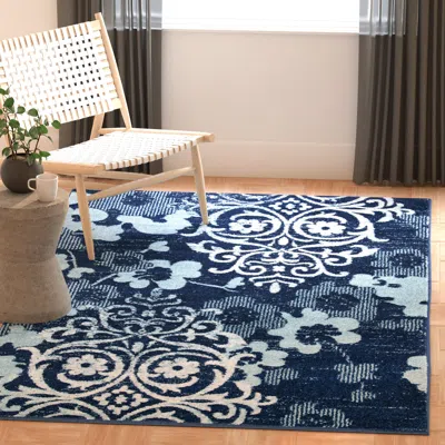 Safavieh Adirondack Machine Made Area Rug, Navy / Aqua Transitional Style Easy Care