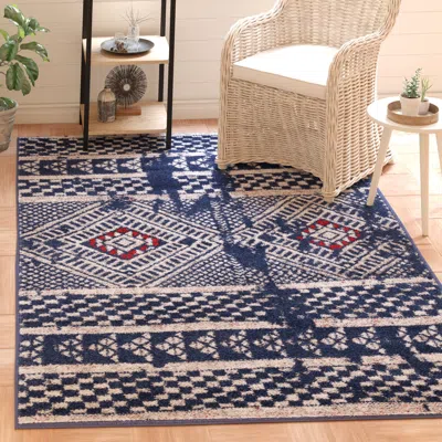 Safavieh Adirondack Machine Made Area Rug, Navy / Light Grey Bohemian Style Easy Care