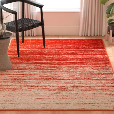 Safavieh Adirondack Machine Made Area Rug, Orange / Grey Contemporary Style Easy Care In Red