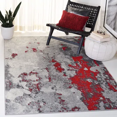 Safavieh Adirondack Machine Made Area Rug, Red / Grey Contemporary Style Easy Care