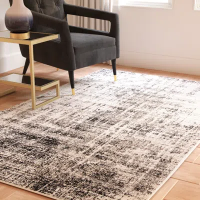 Safavieh Adirondack Machine Made Area Rug, Silver / Black Contemporary Style Easy Care In Gray