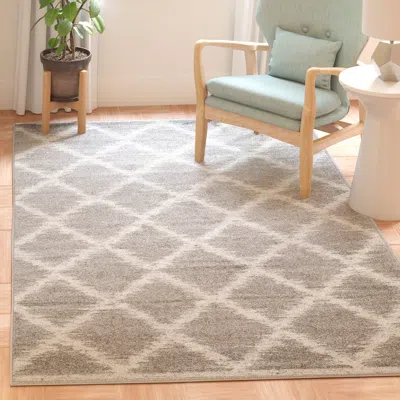 Safavieh Adirondack Machine Made Area Rug, Silver / Ivory Contemporary Style Easy Care In Gray