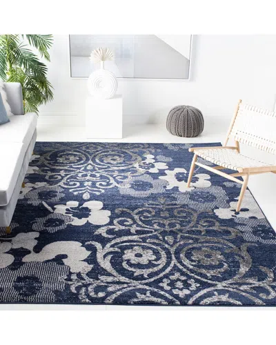 Safavieh Adirondack Tidelow Power Loomed Rug Navy / Silver In Blue