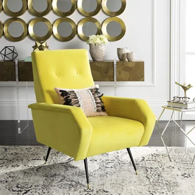 Safavieh Aida Velvet Retro Mid Century Accent Chair In Green