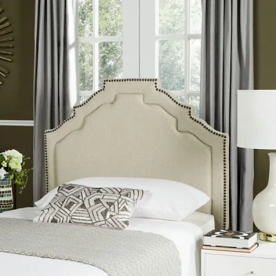 Safavieh Alexia Hemp Headboard Brass Nail Heads In White