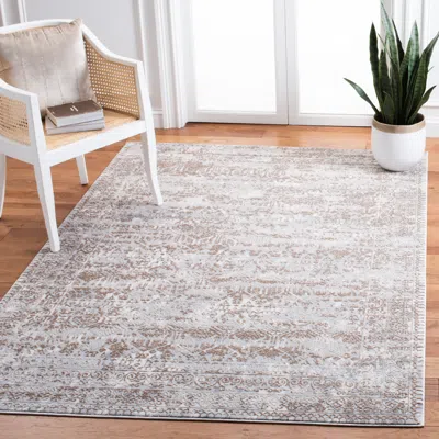 Safavieh Alhambra Machine Made Area Rug, Grey / Brown Transitional Style Easy Care In Gray