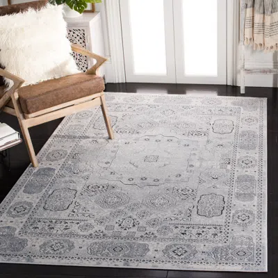 Safavieh Alhambra Machine Made Area Rug, Ivory / Grey Traditional Style Easy Care In Gray