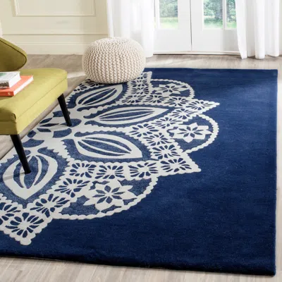 Safavieh Allure Hand Made Area Rug, Navy / Ivory Contemporary Style Non-shedding